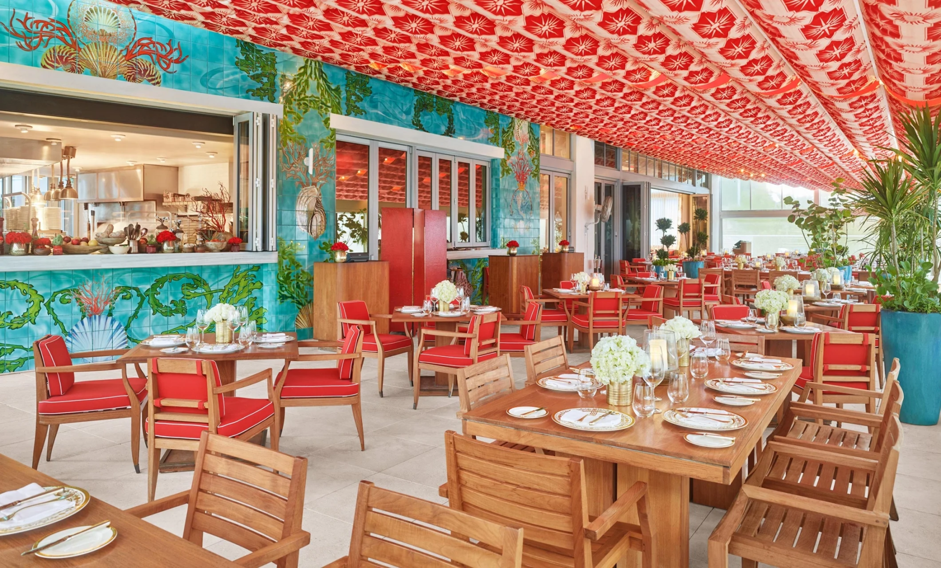 a restaurant with tables and chairs