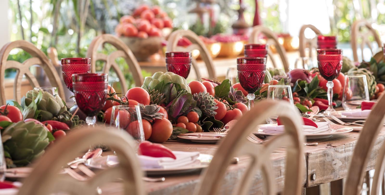 a table with fruit and vegetables on it