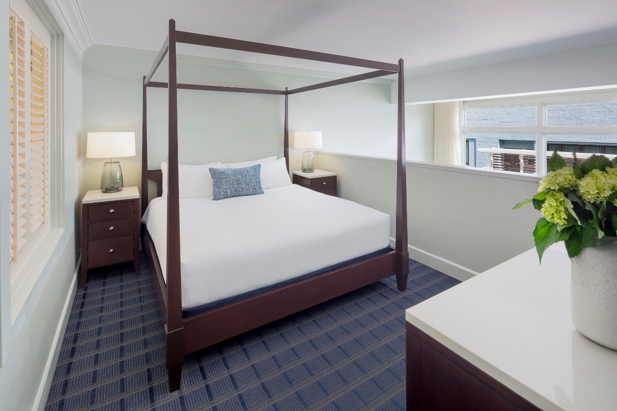 a bed in a room