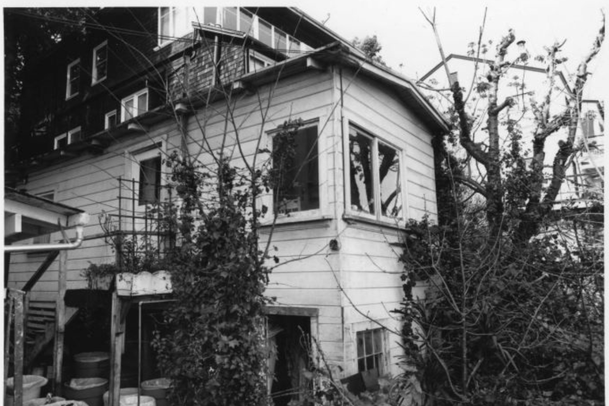 a house with trees around it