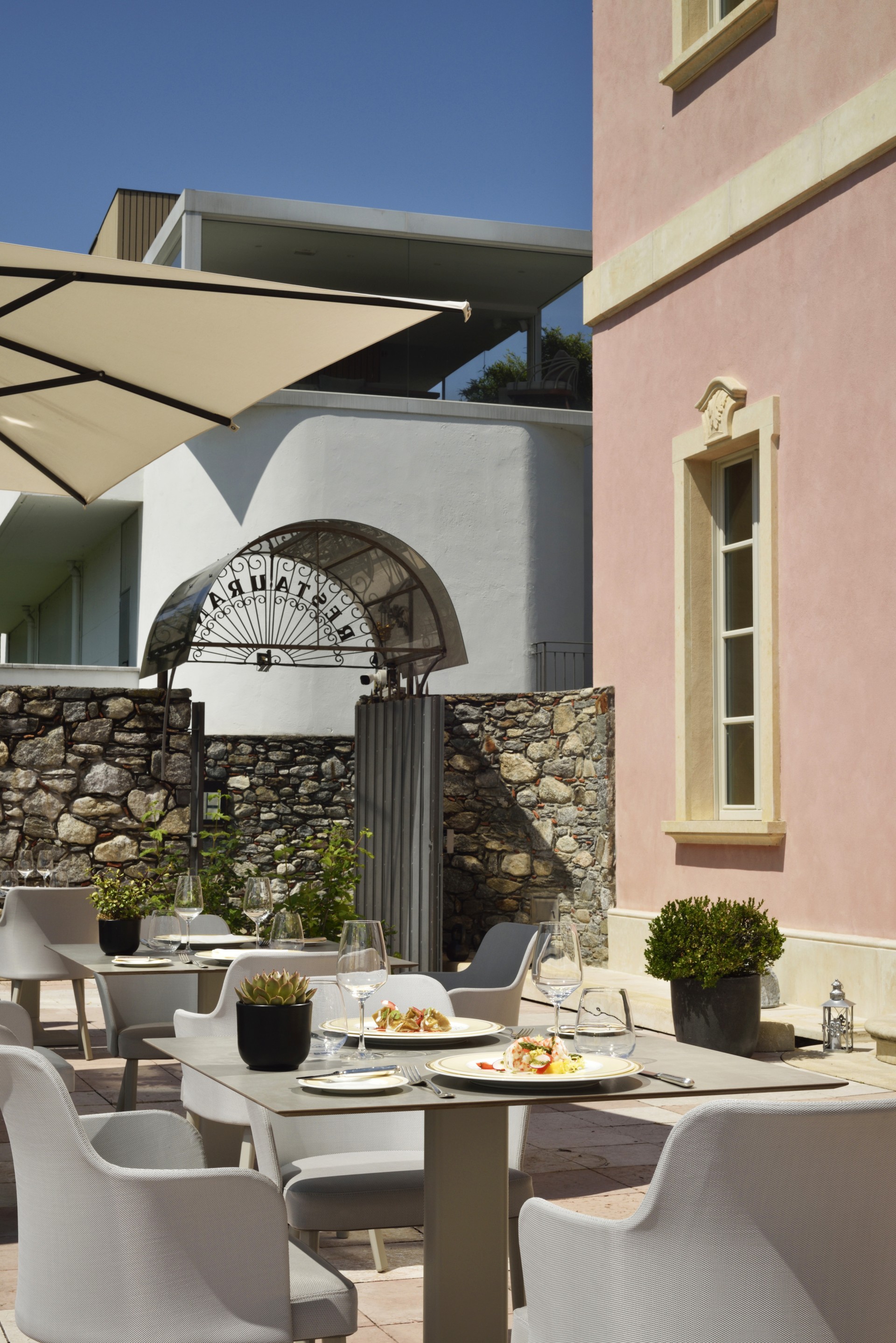a table set for a meal outside