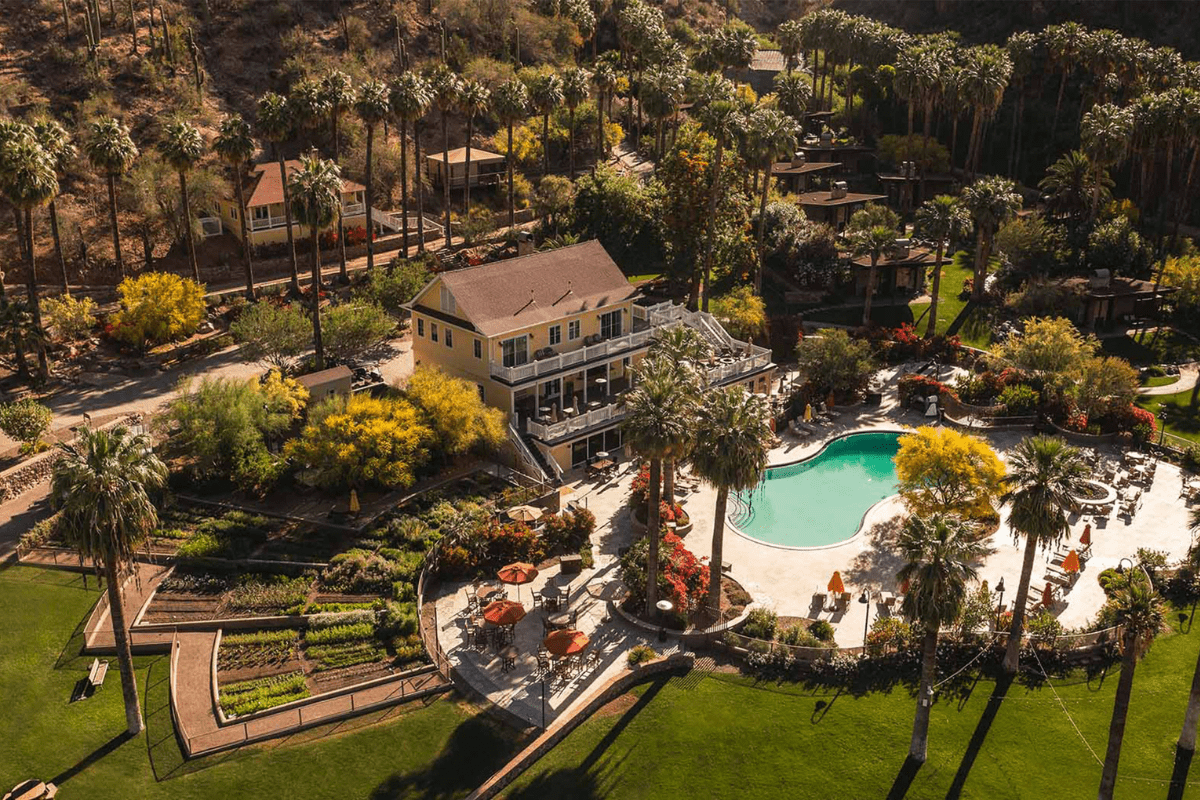 a pool in a resort