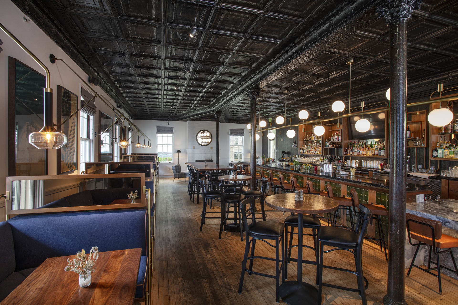 a restaurant with tables and chairs