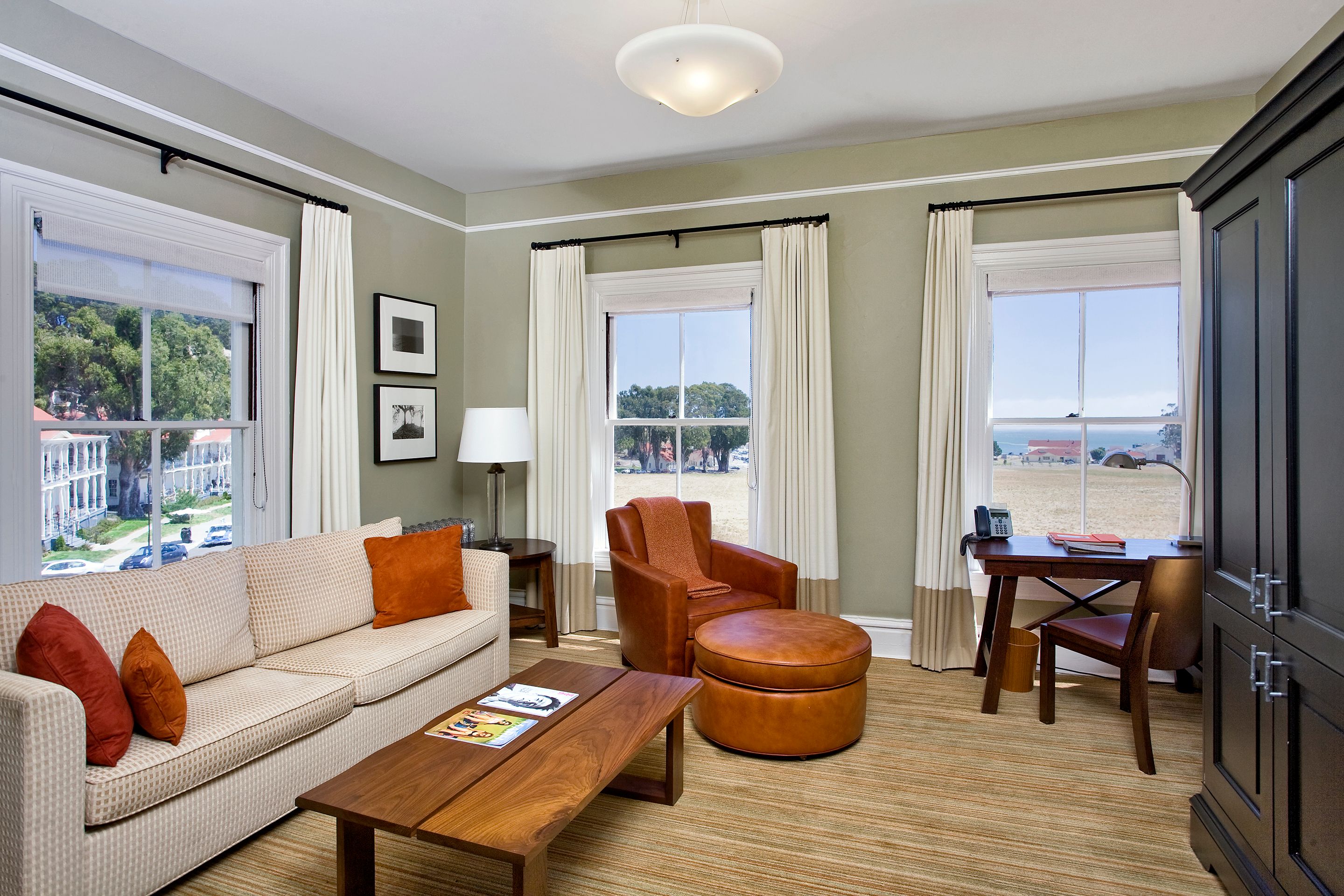 a living room with a couch and a coffee table