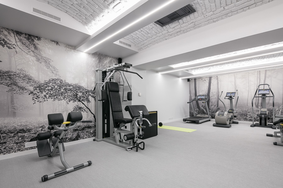 a room with exercise equipment