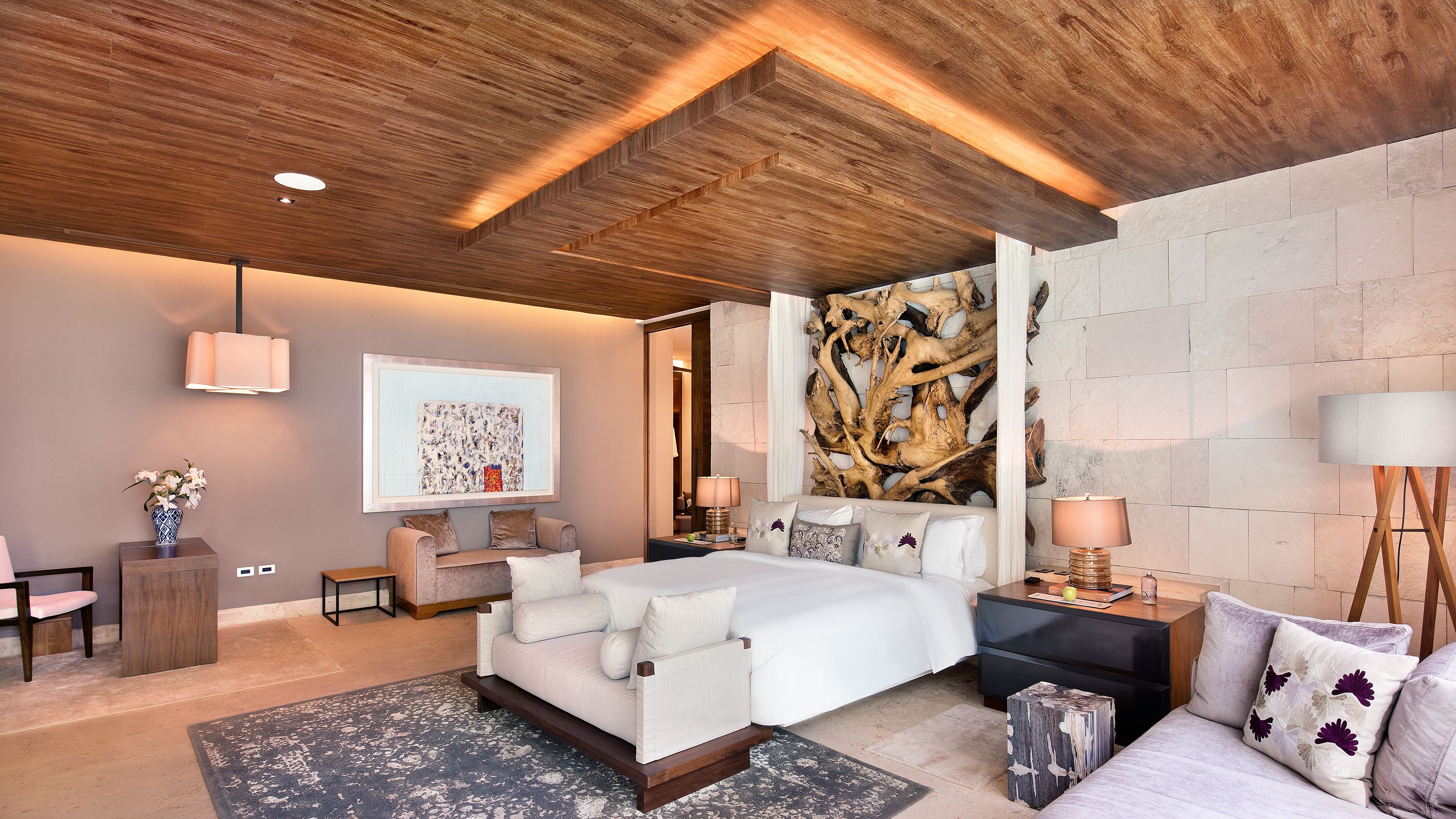 a room with a bed and a couch