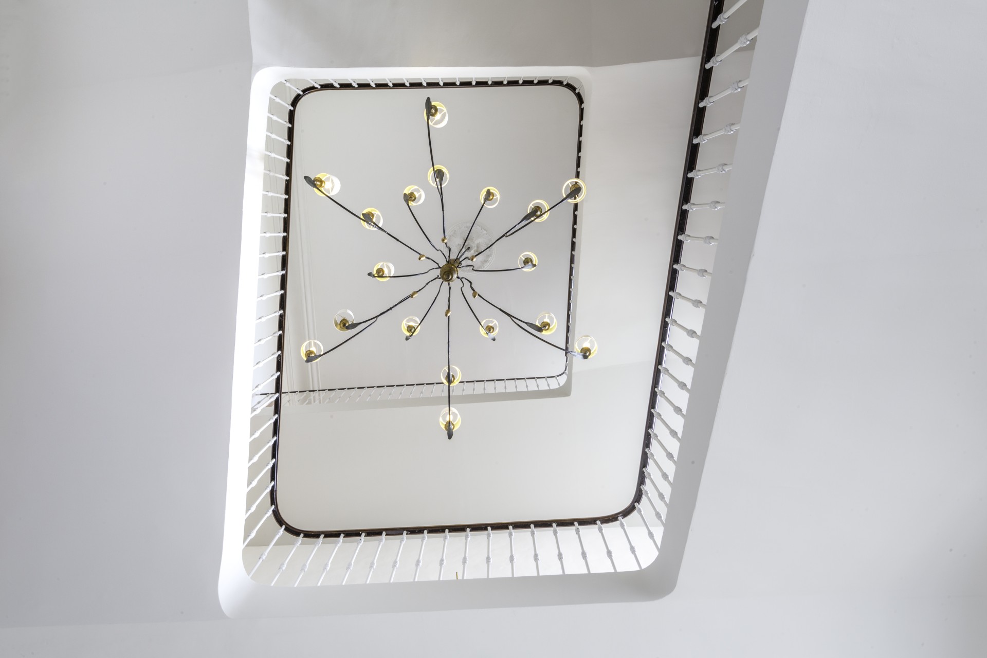 a chandelier from a ceiling