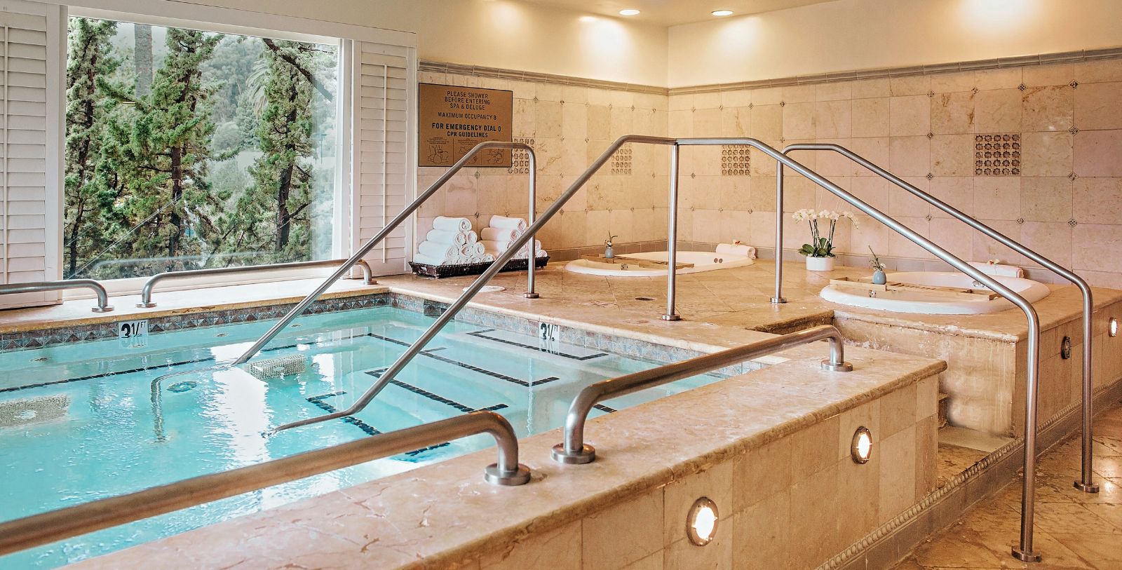 a indoor jacuzzi with a large tub