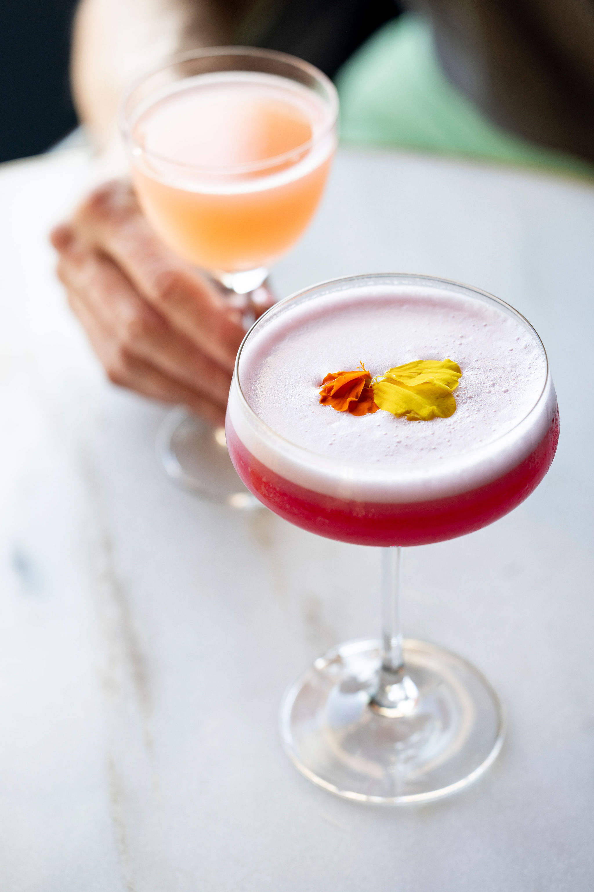 a pair of drinks on a table