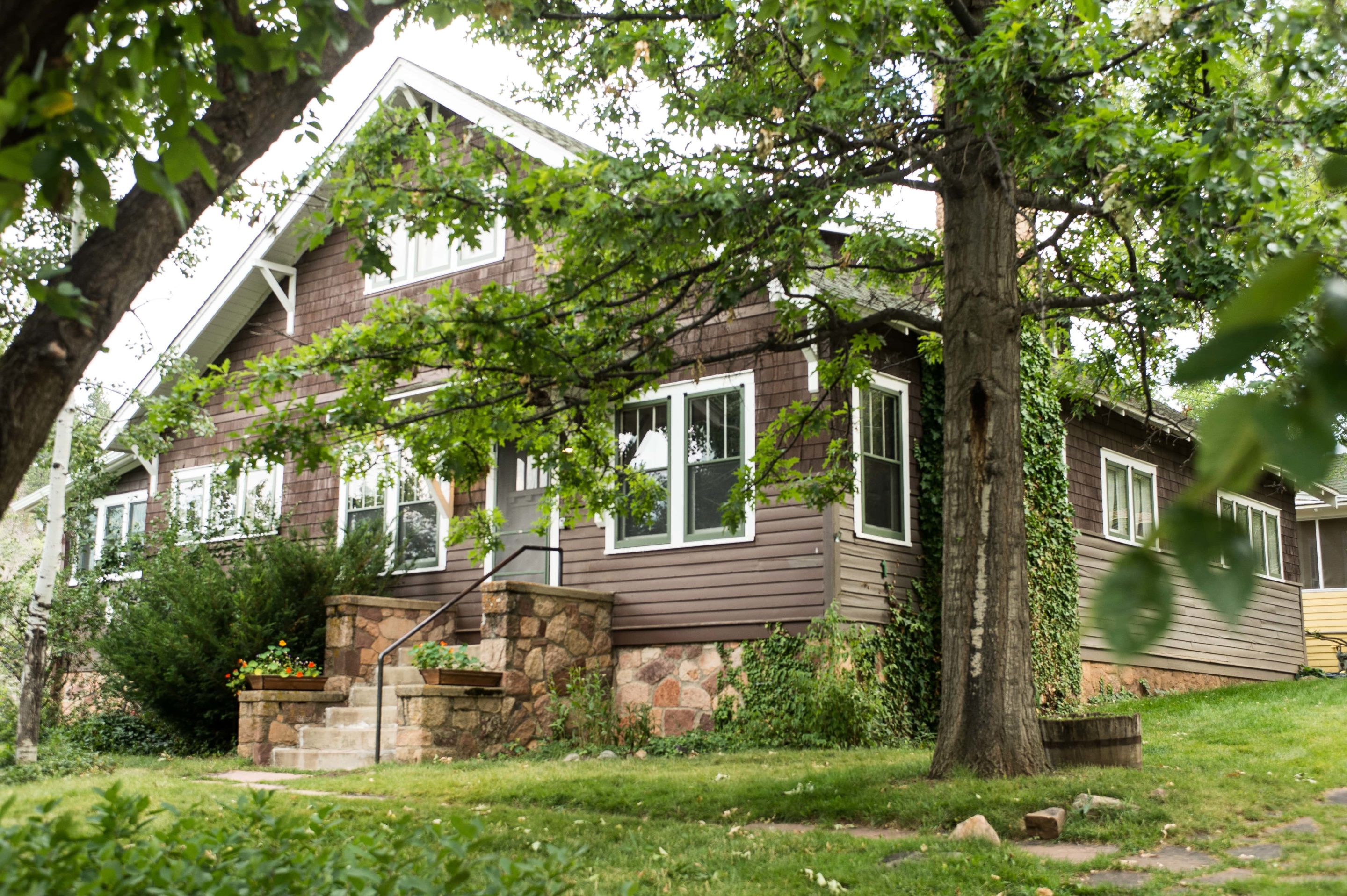 a house with a tree in the back