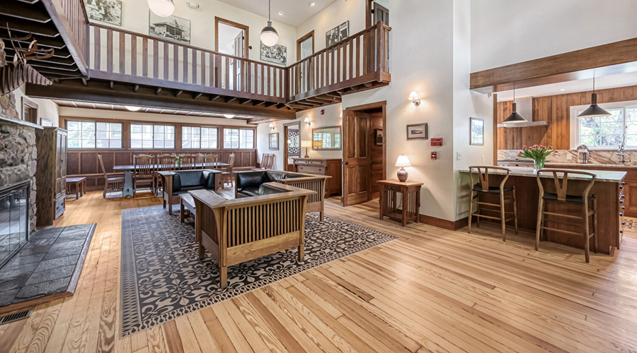 a room with wood floors and a wood floor