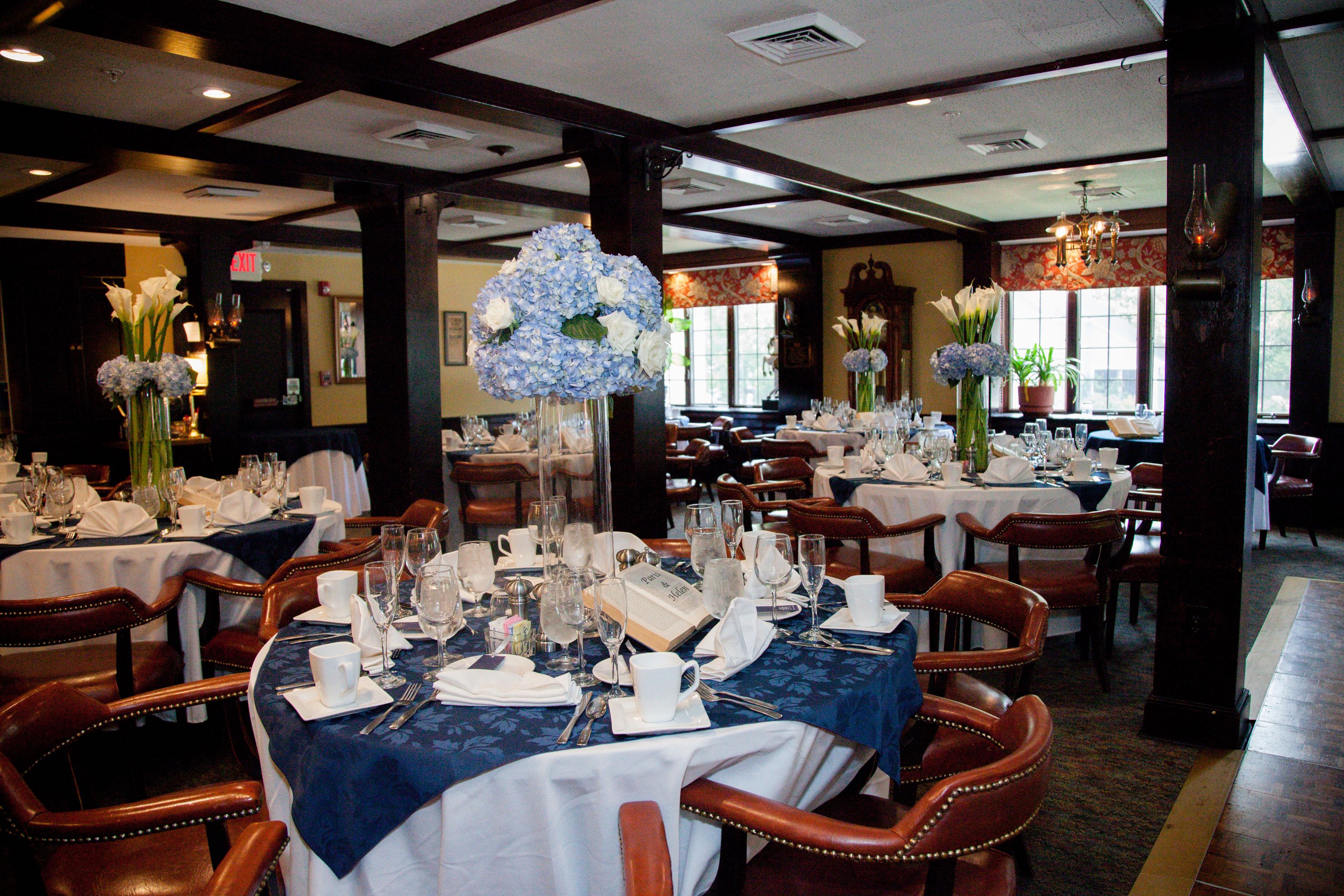 a room with tables and chairs