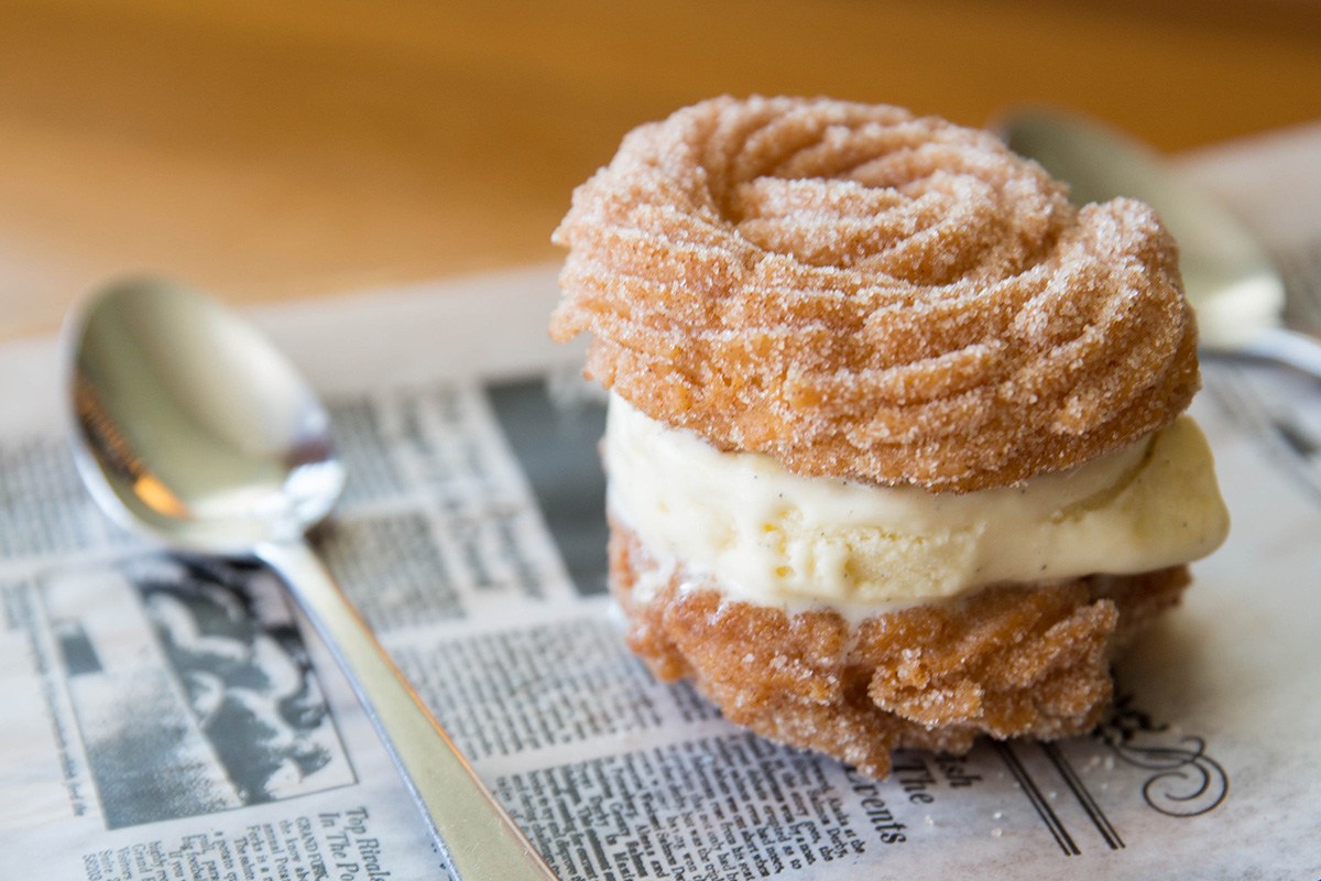 a pastry with ice cream on top