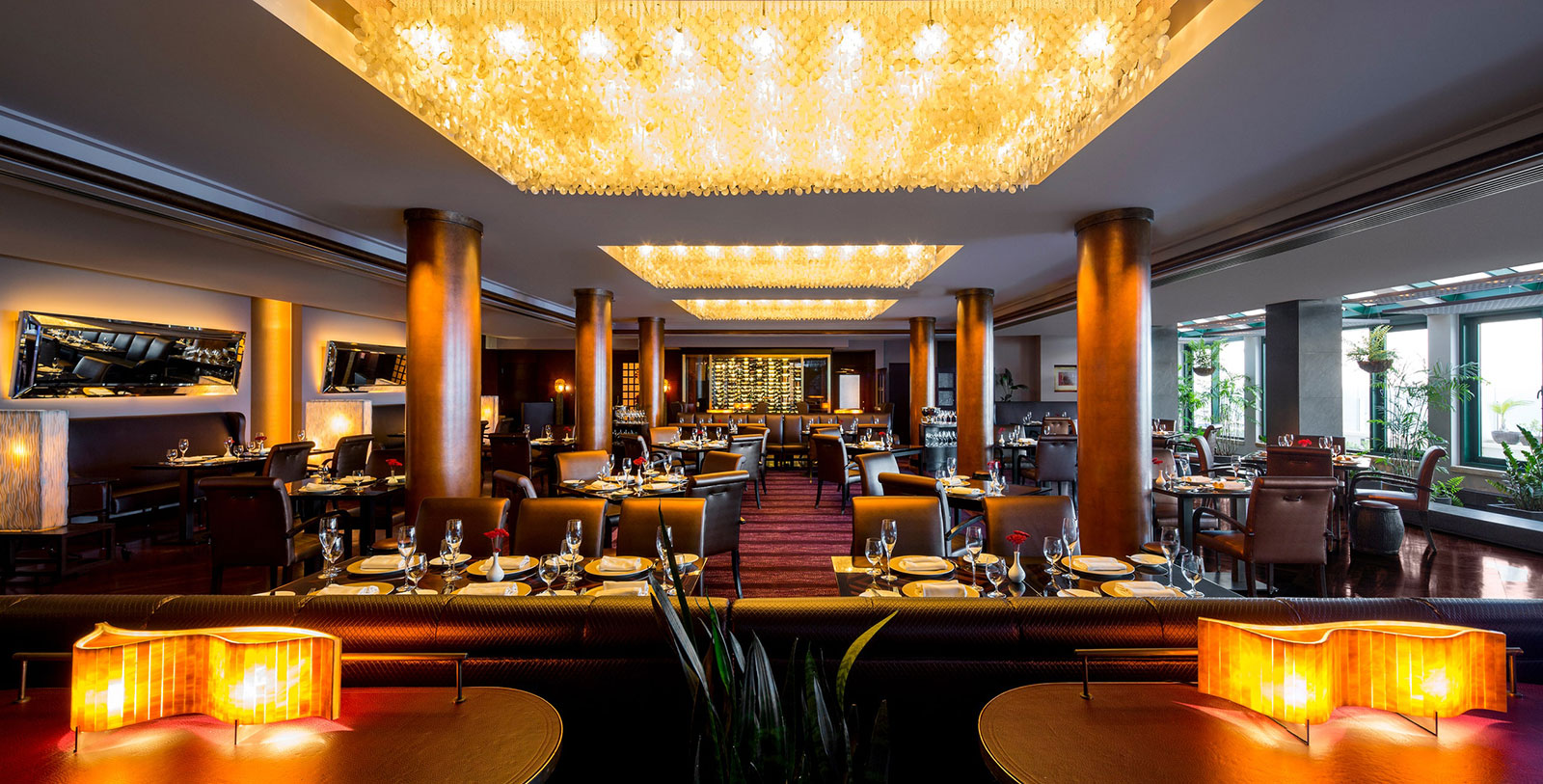a restaurant with tables and chairs