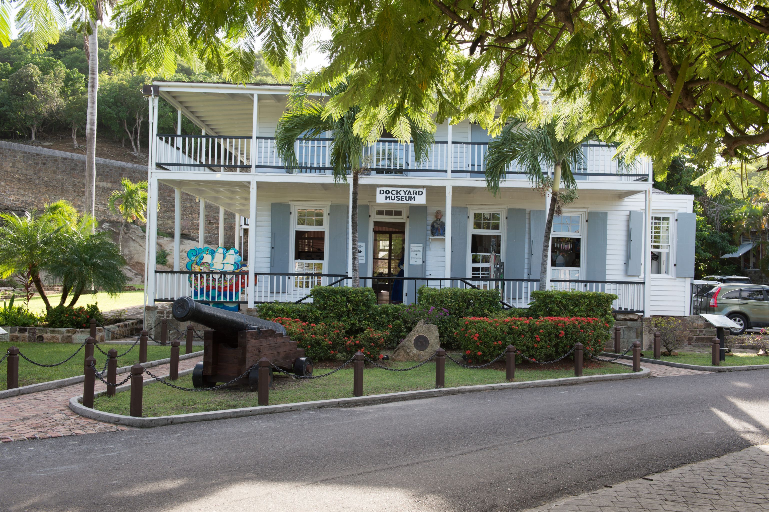 image of exterior of dockyard museum copper and lumber store historic inn english harbour antigua and barbuda_high