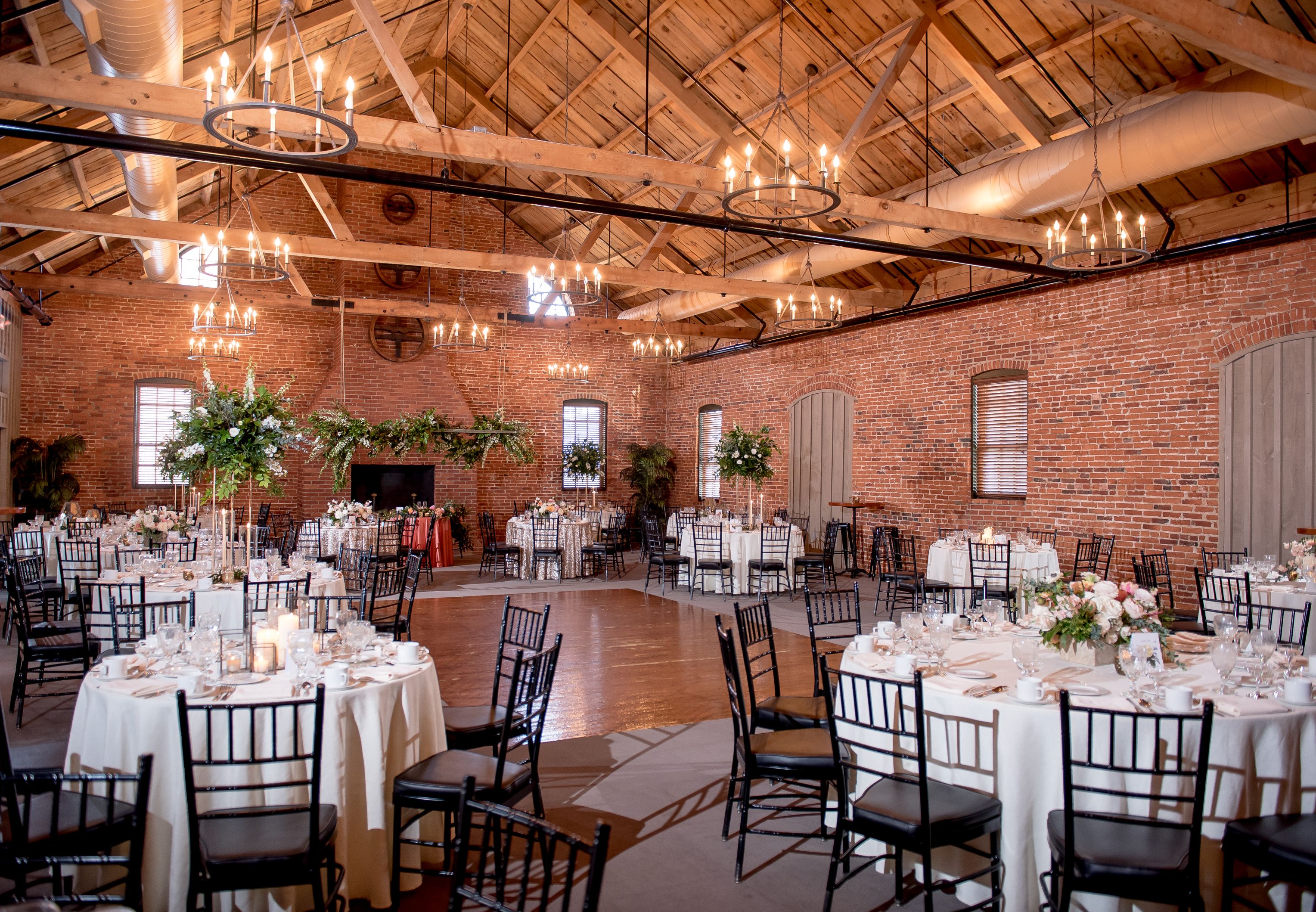 a room with tables and chairs