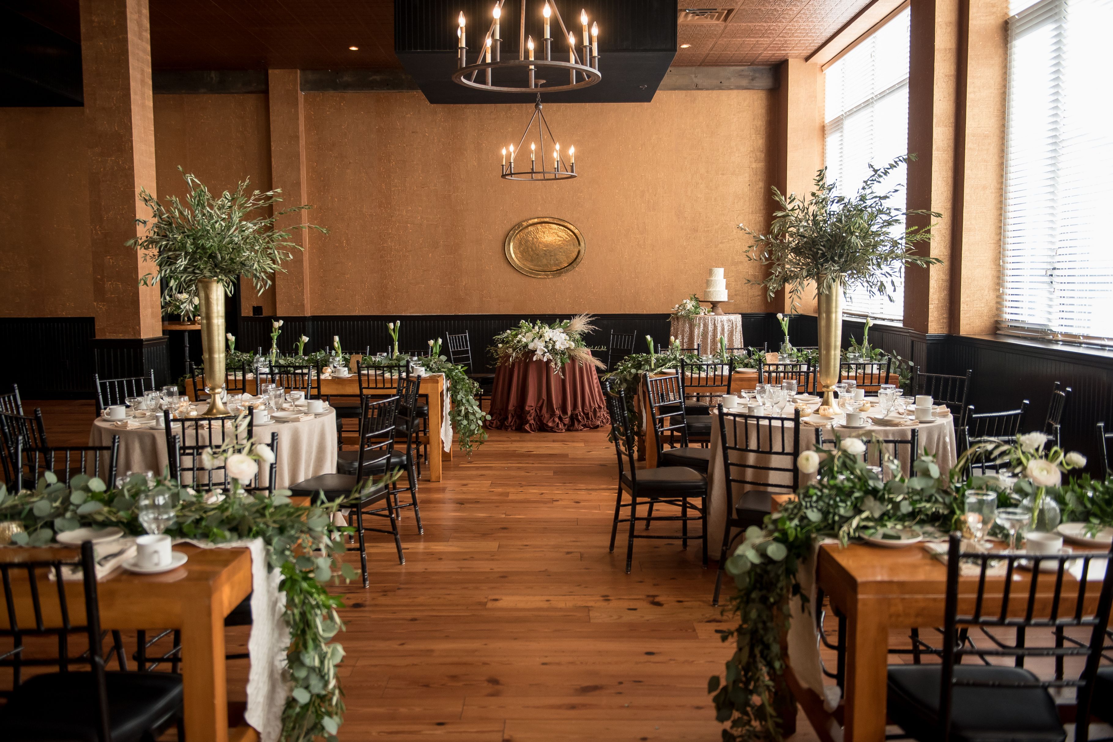 a room with tables and chairs