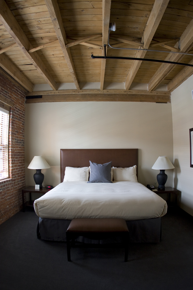 a bed in a room