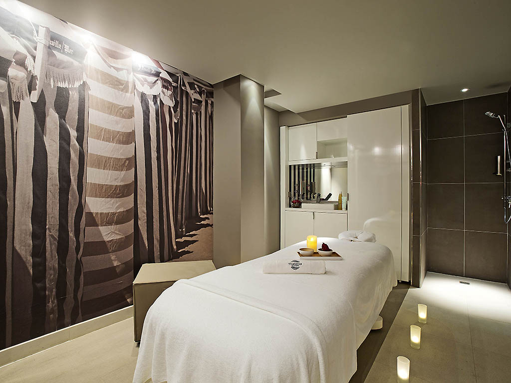 a massage table in a room