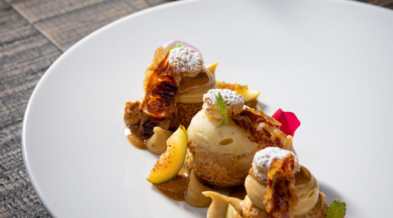 a plate of desserts on a table