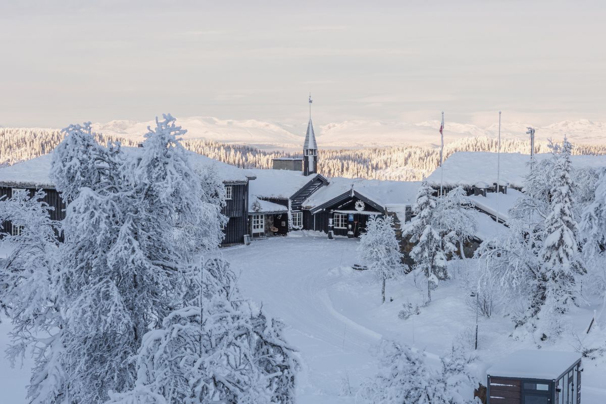 a building with snow on the roof