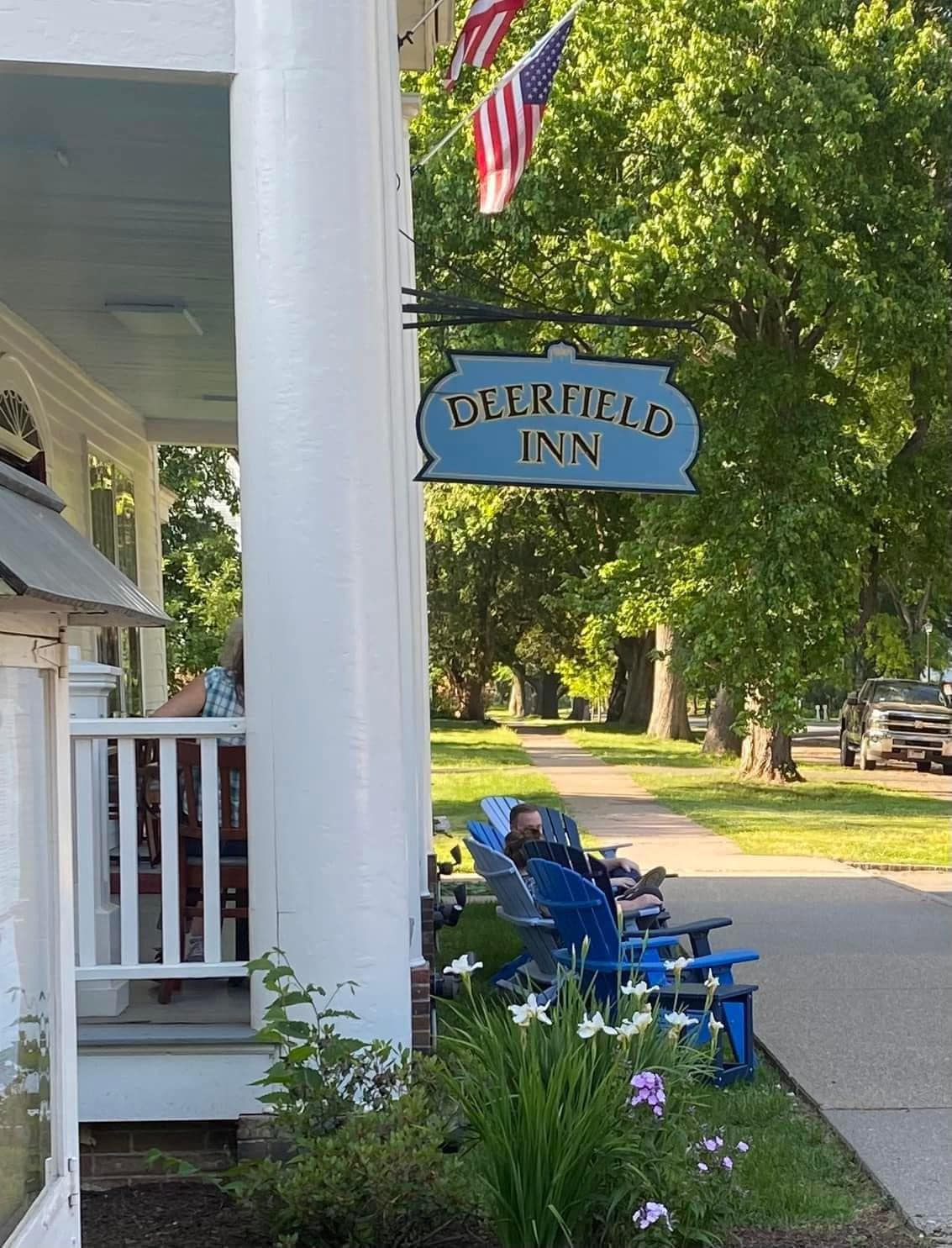 a sign on a porch