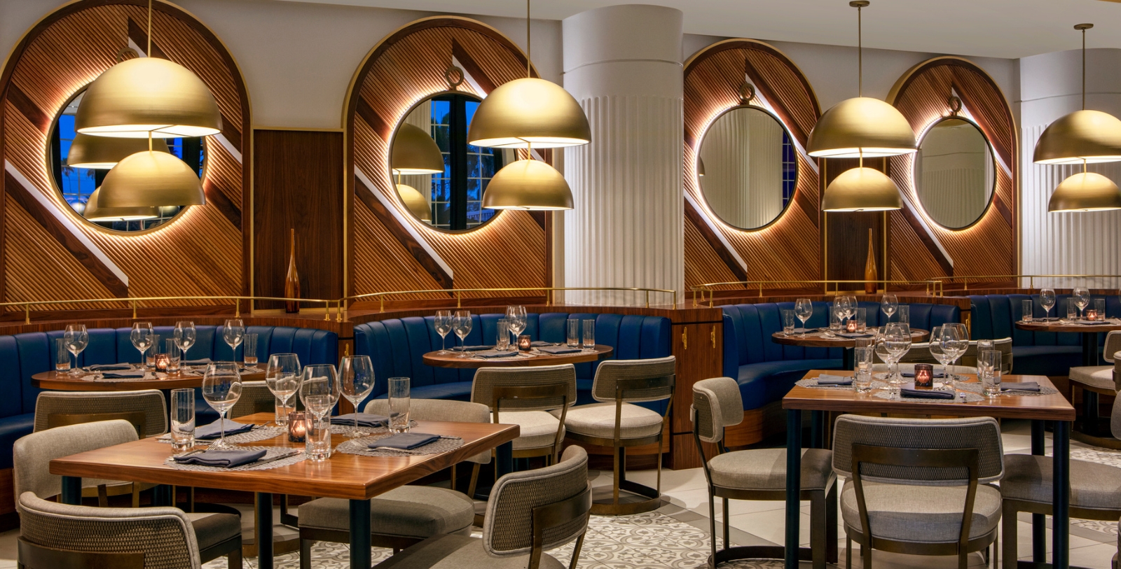 a restaurant with tables and chairs
