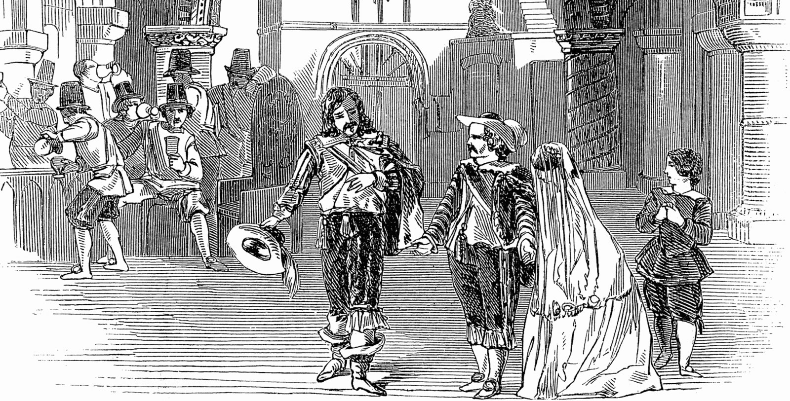 a man in a garment holding a man in a hat