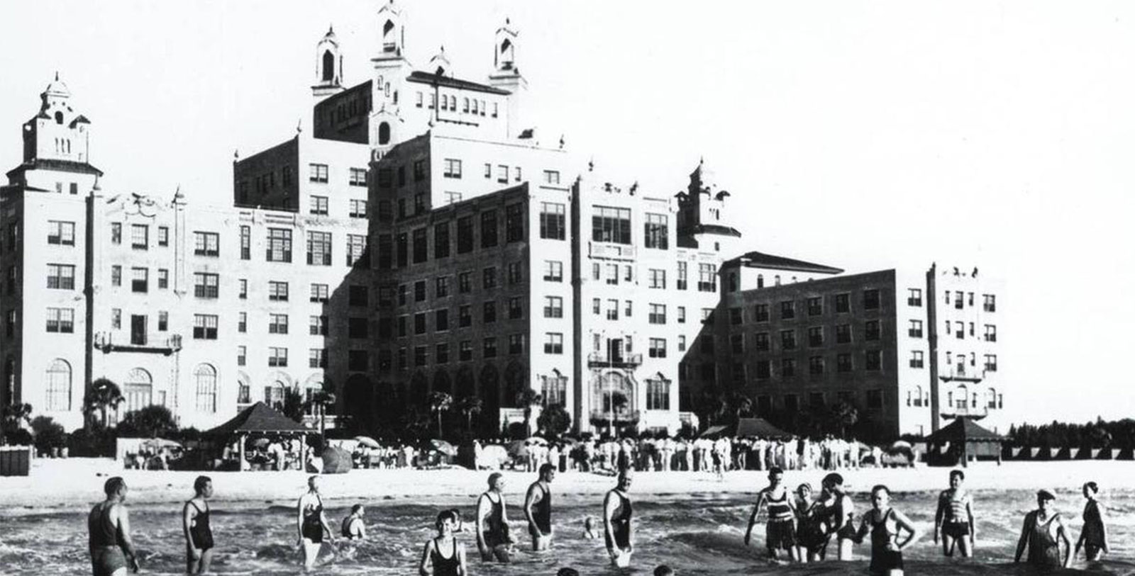a group of people in the water
