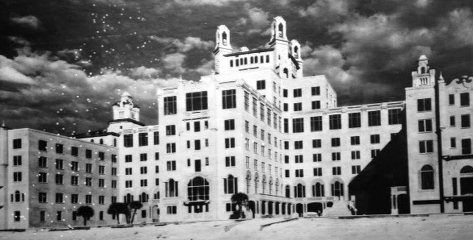 a large white building with many windows