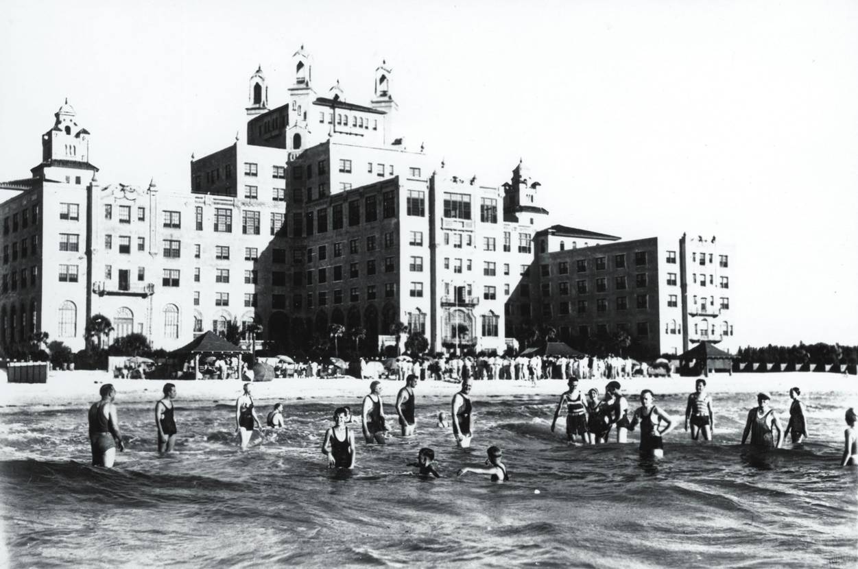 a group of people in the water
