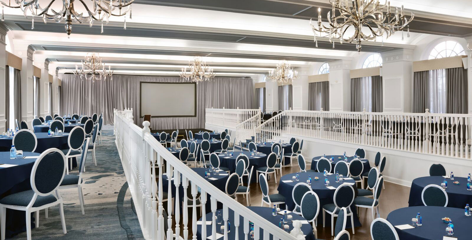 a room with tables and chairs