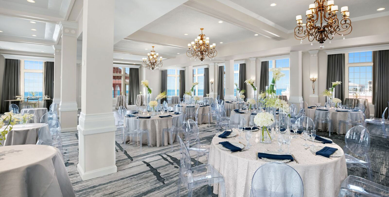 a room with tables and chairs