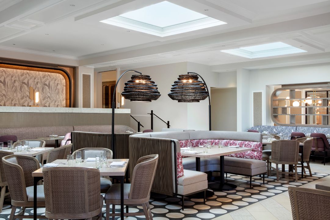a restaurant with tables and chairs