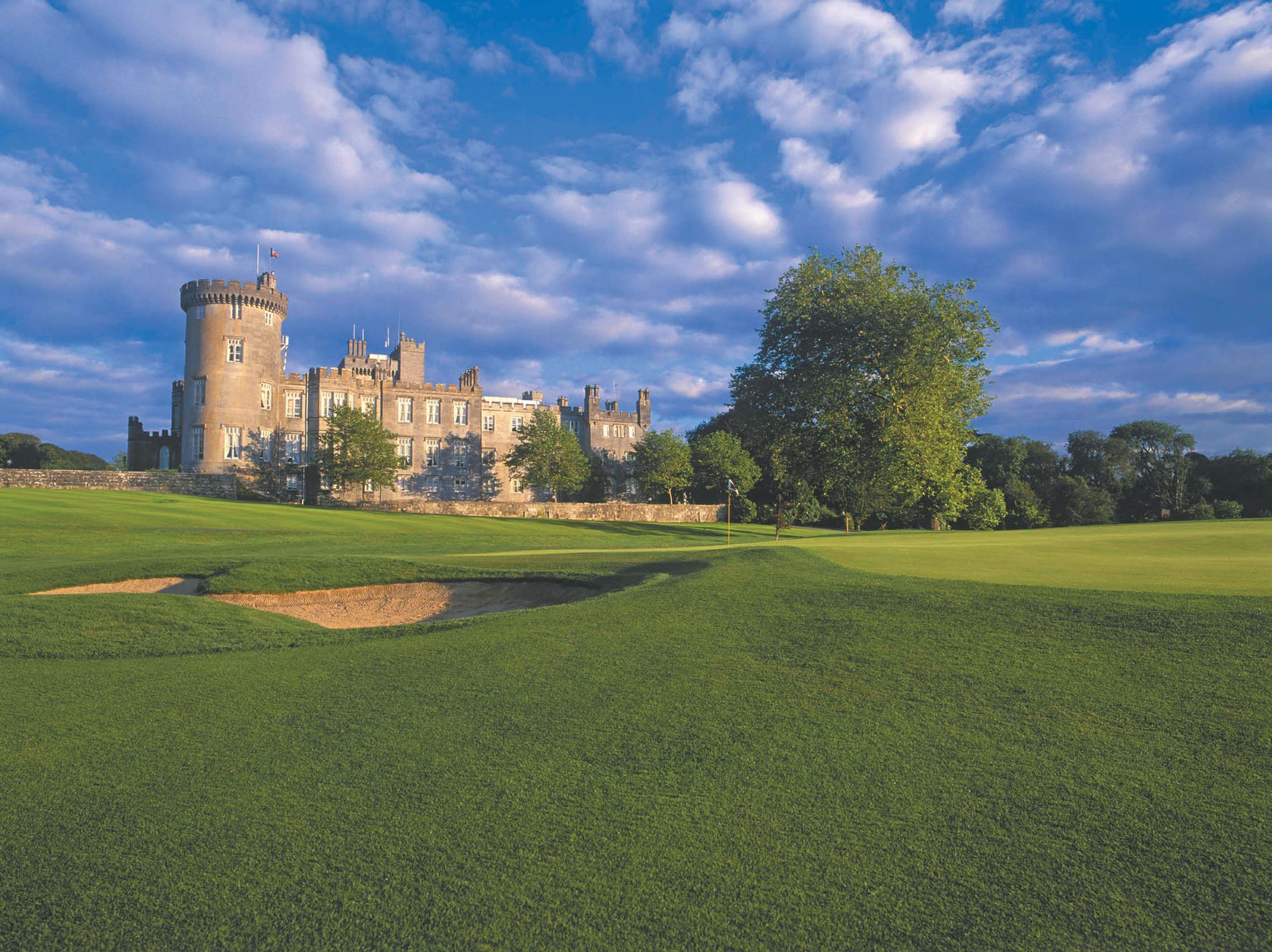a castle on a golf course