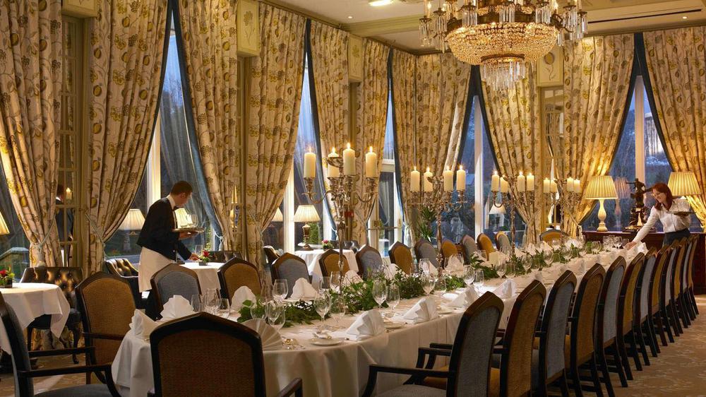 a long table set for a banquet