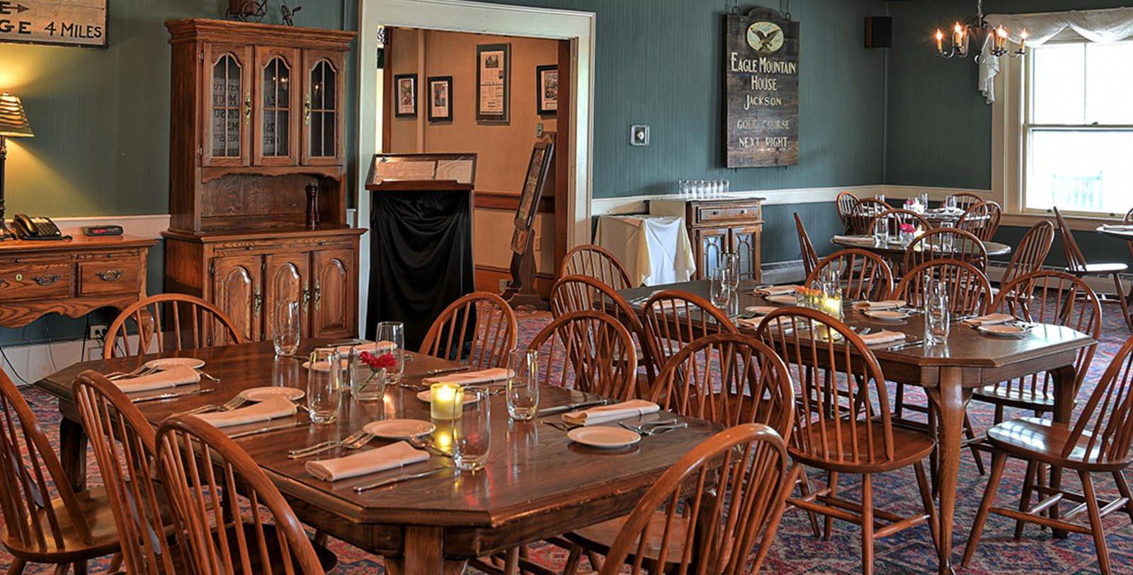 a room with tables and chairs