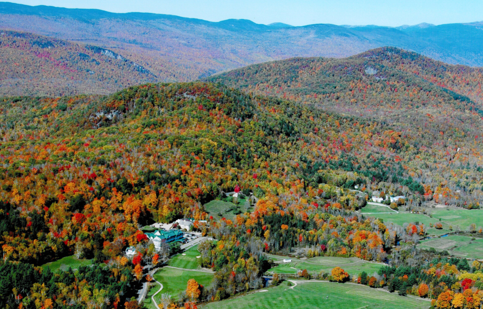 a landscape with trees and mountains