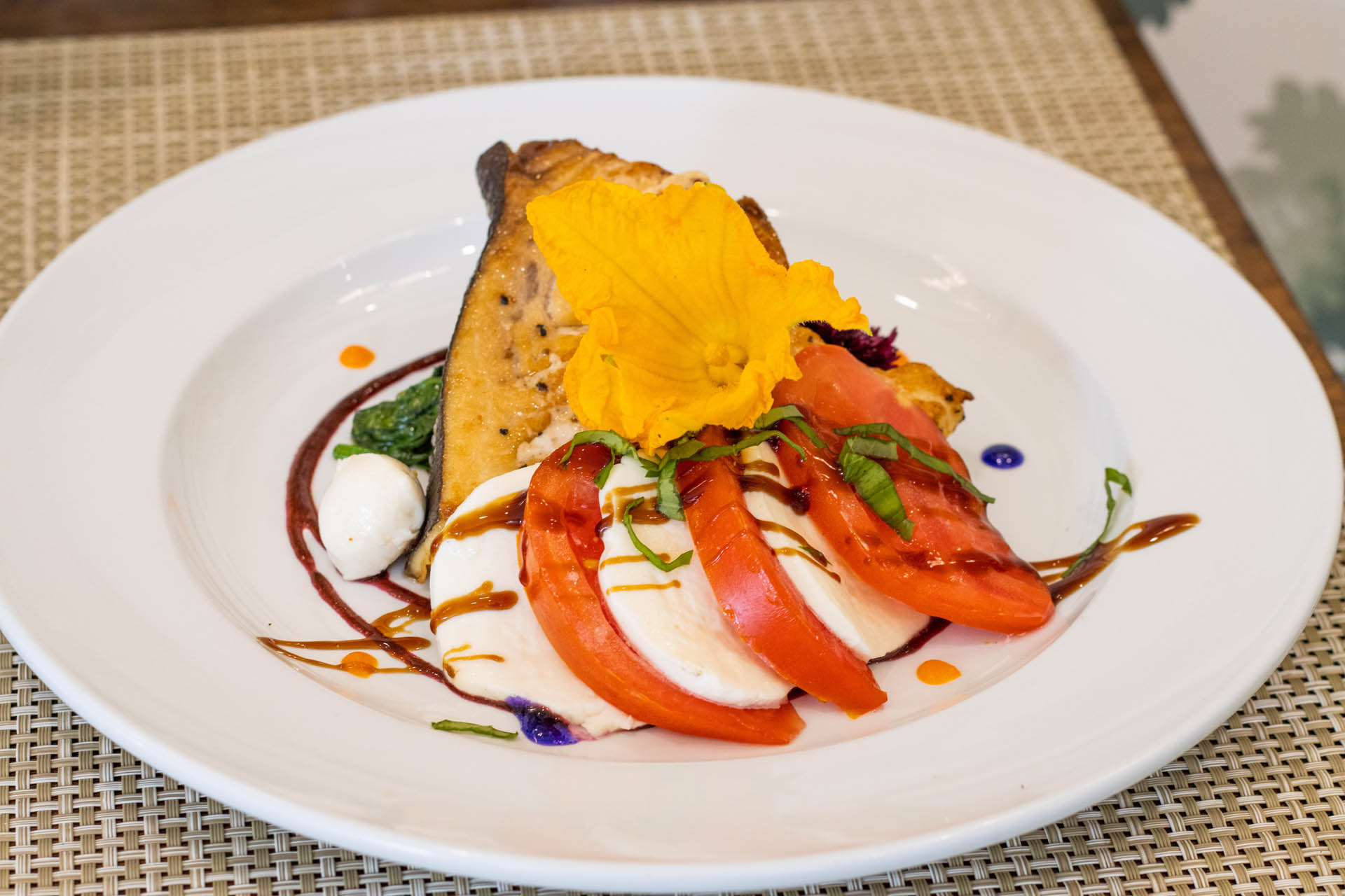 a plate of food on a place mat