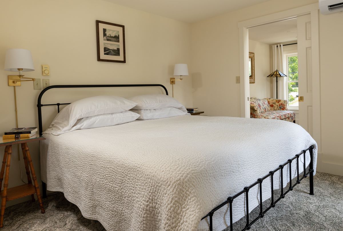 a bed in a room
