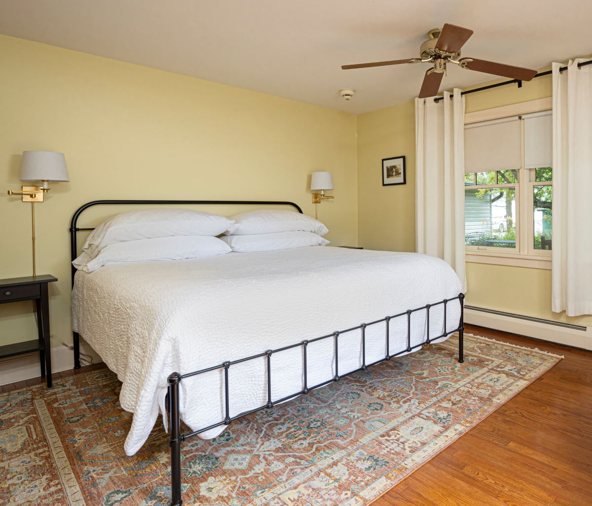 a bed in a room