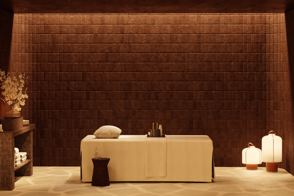 a massage table in a room