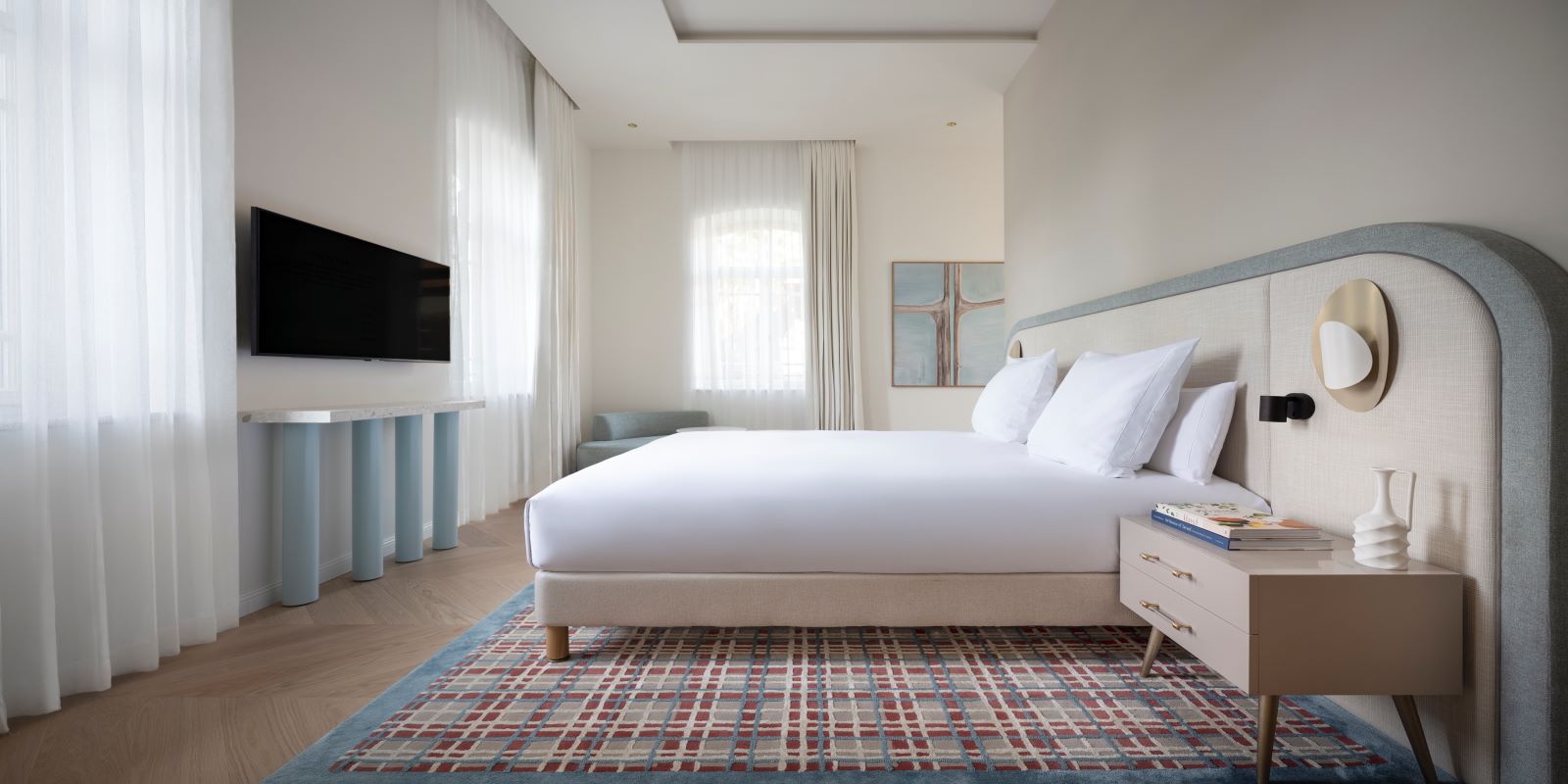 a bed in a room