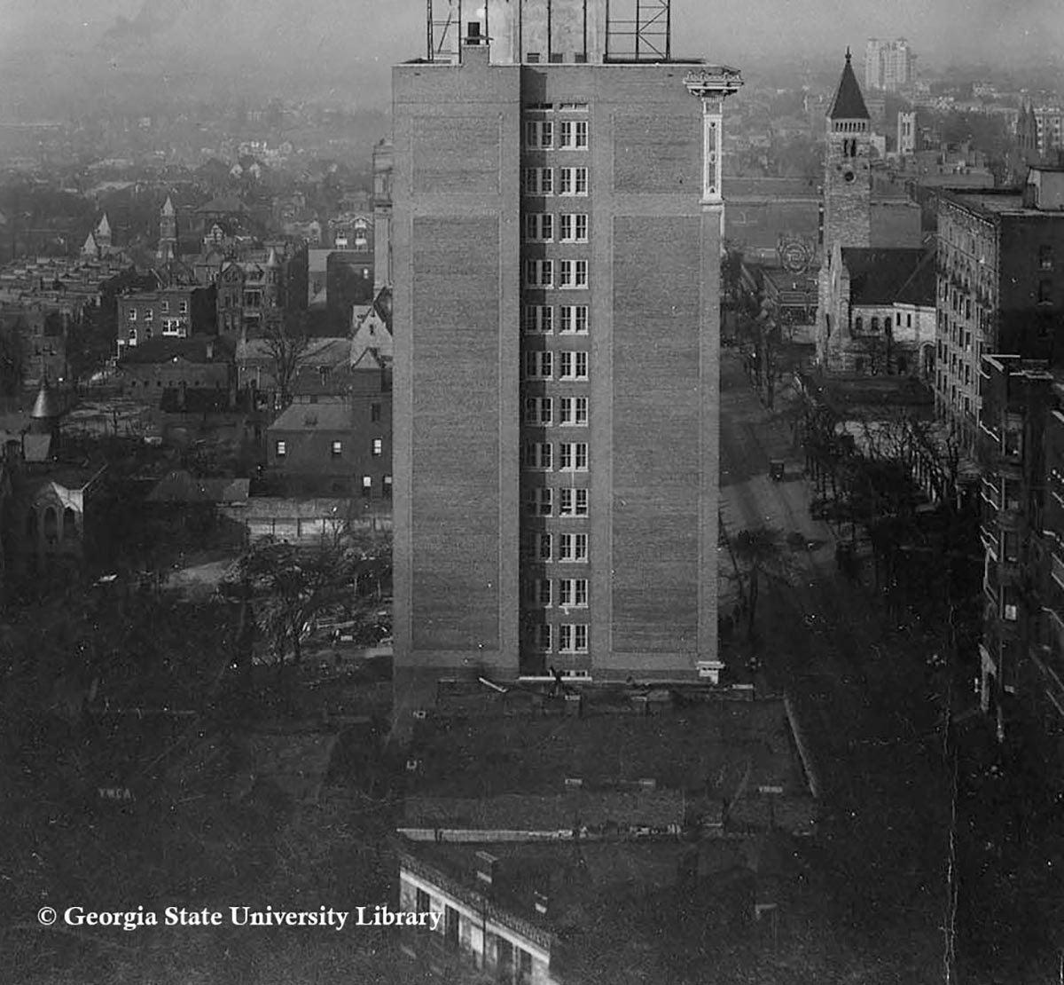 a tall building in a city