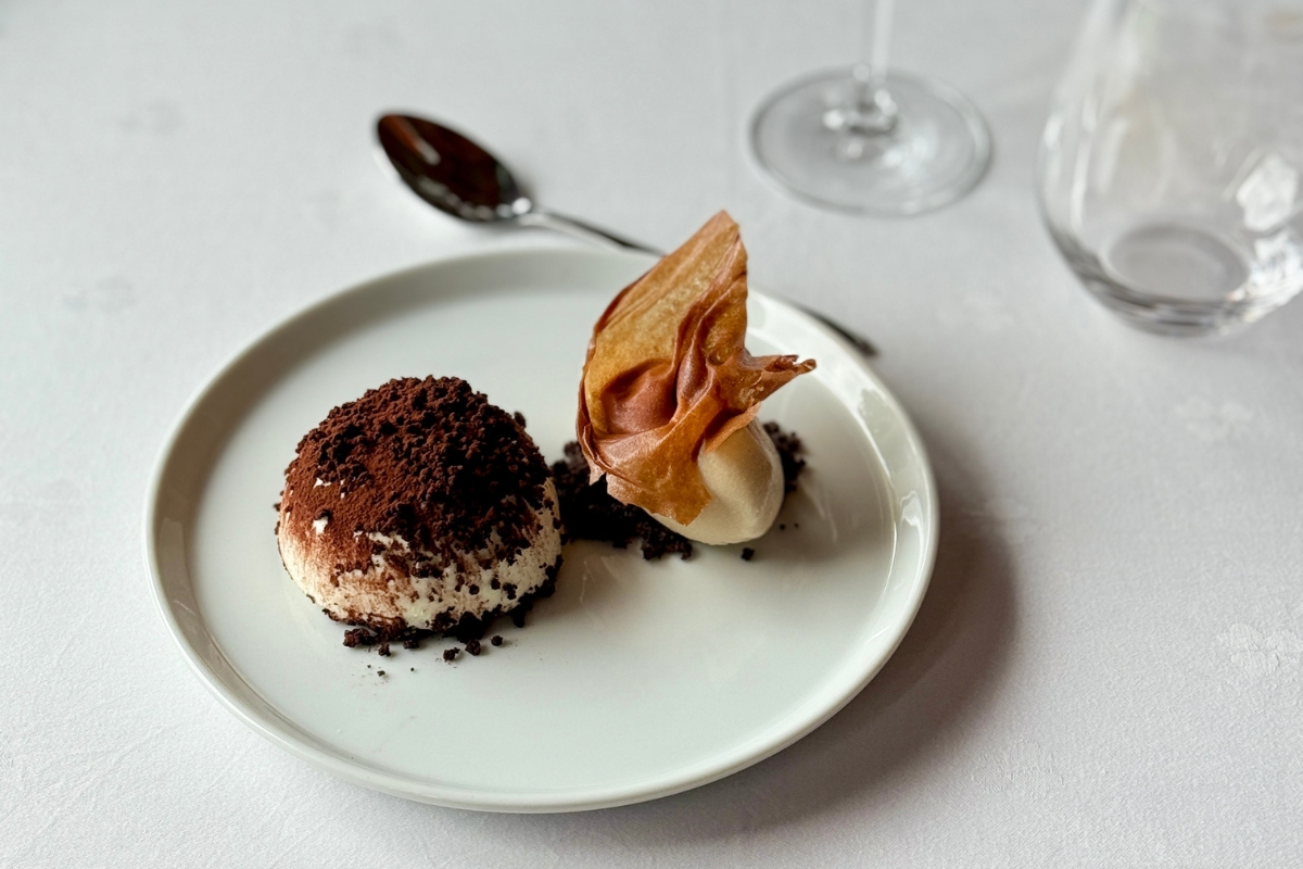a plate of dessert on a table