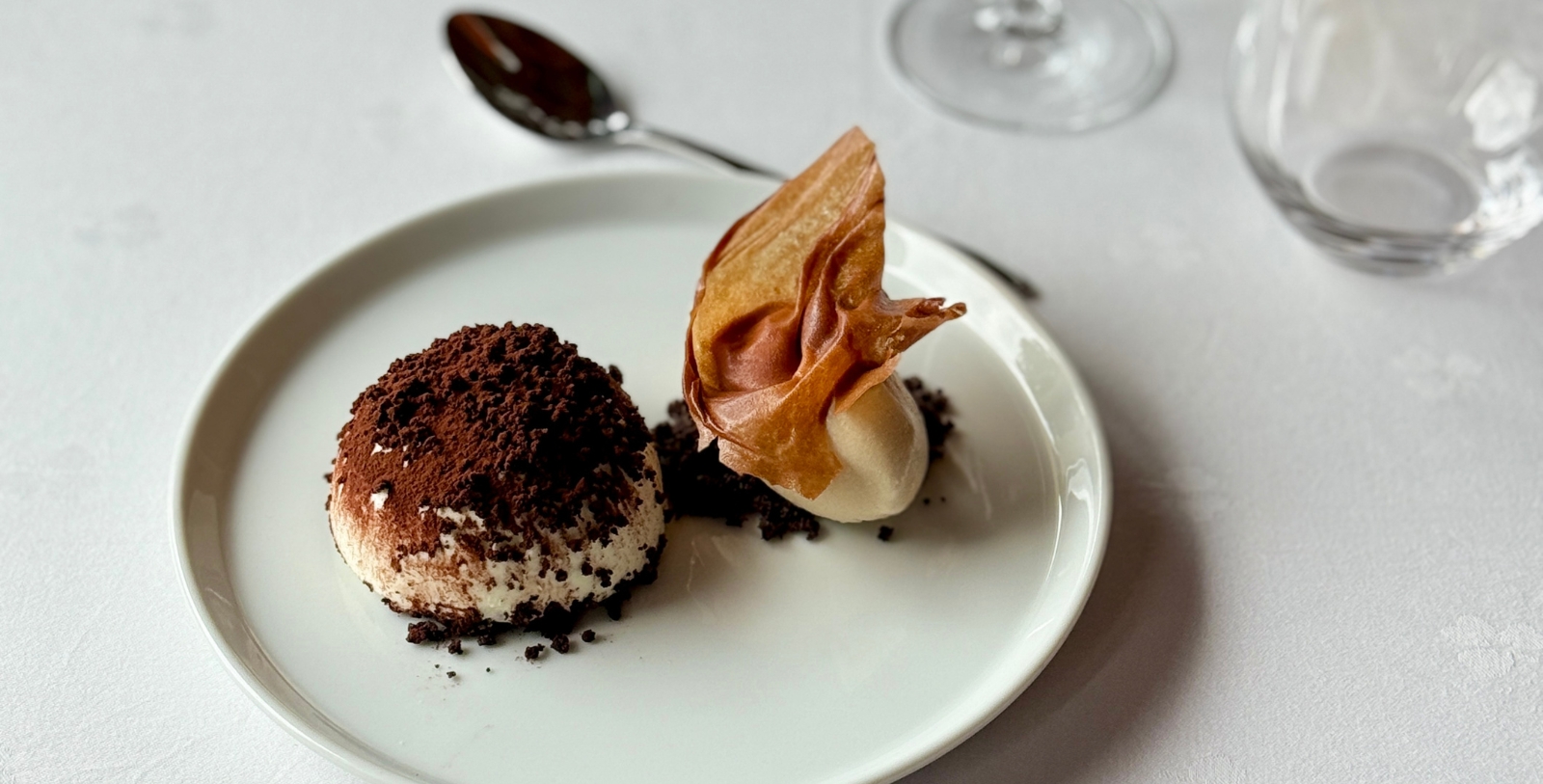 a plate of dessert on a table