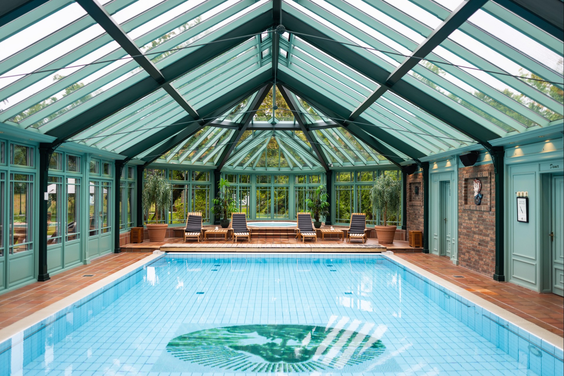a pool inside a building