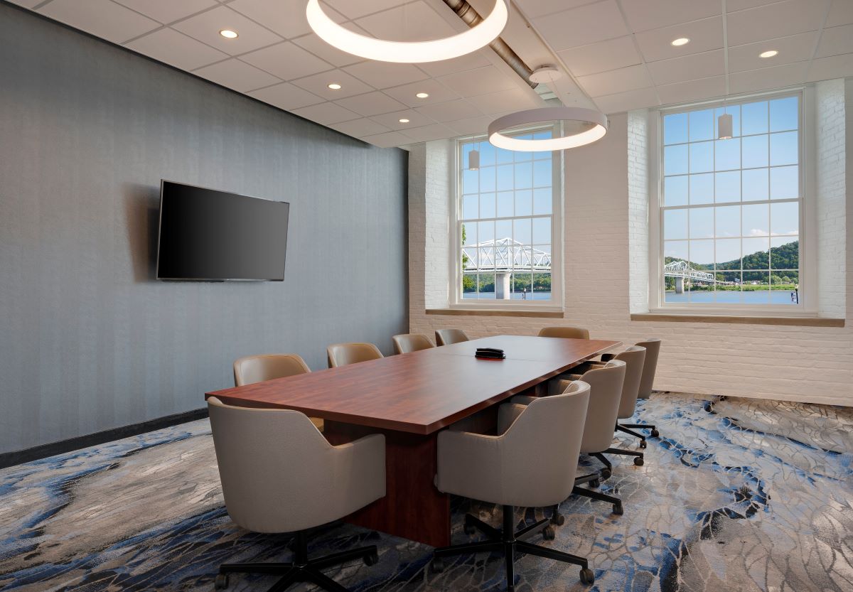 a room with a table and chairs