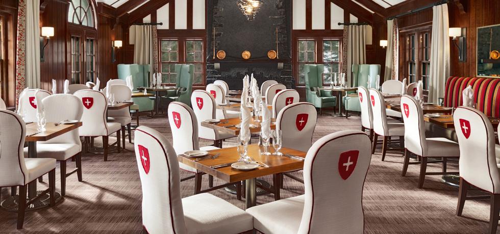 a room with tables and chairs