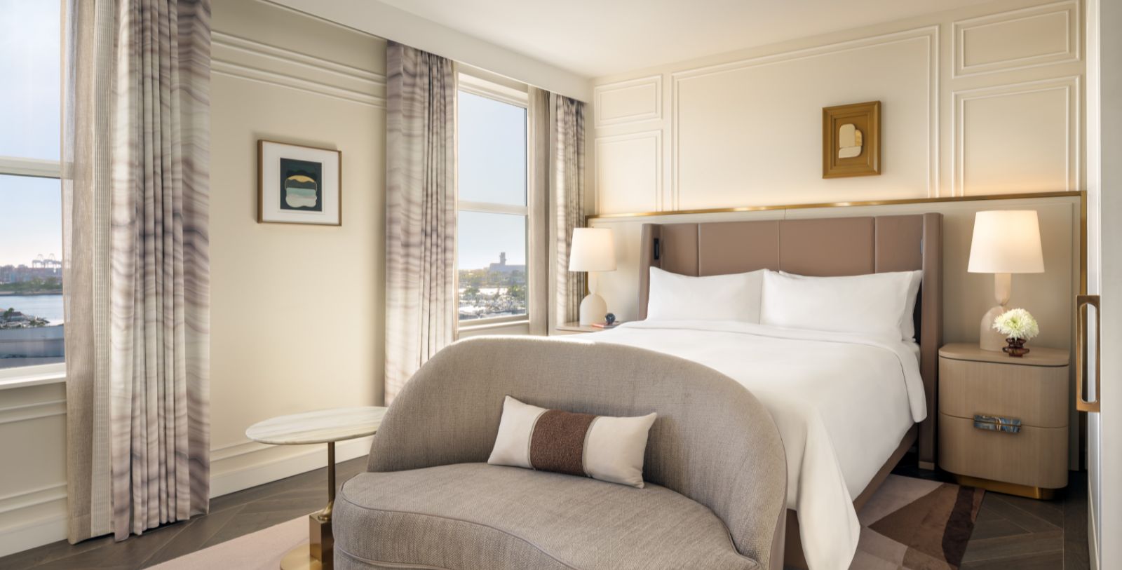 a bed and a chair in a room